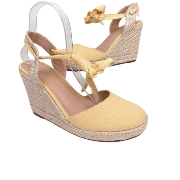 New-ZBY Chic Mocha Mousse Yellow Espadrille Camel Wedge Sandals Size: 11 - Picture 5 of 5